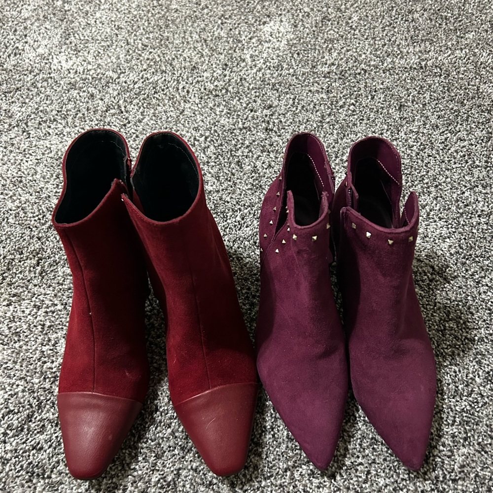 Elegant Red and Purple Women's Ankle Boots